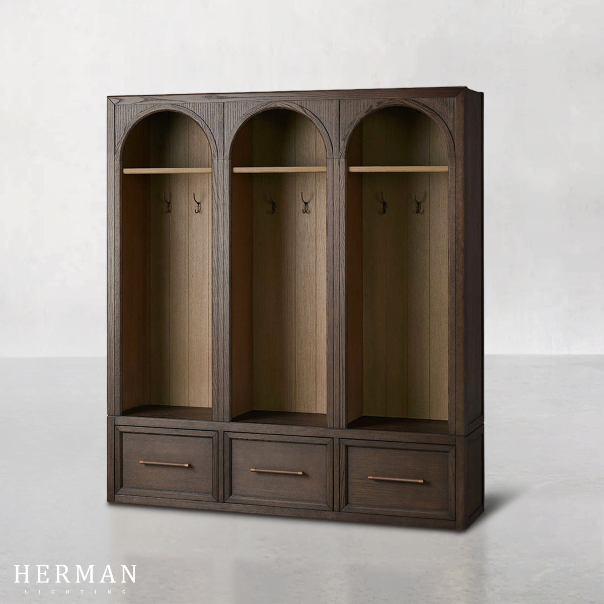Hattie Triple Entryway Cabinet in Oak 69.75"W