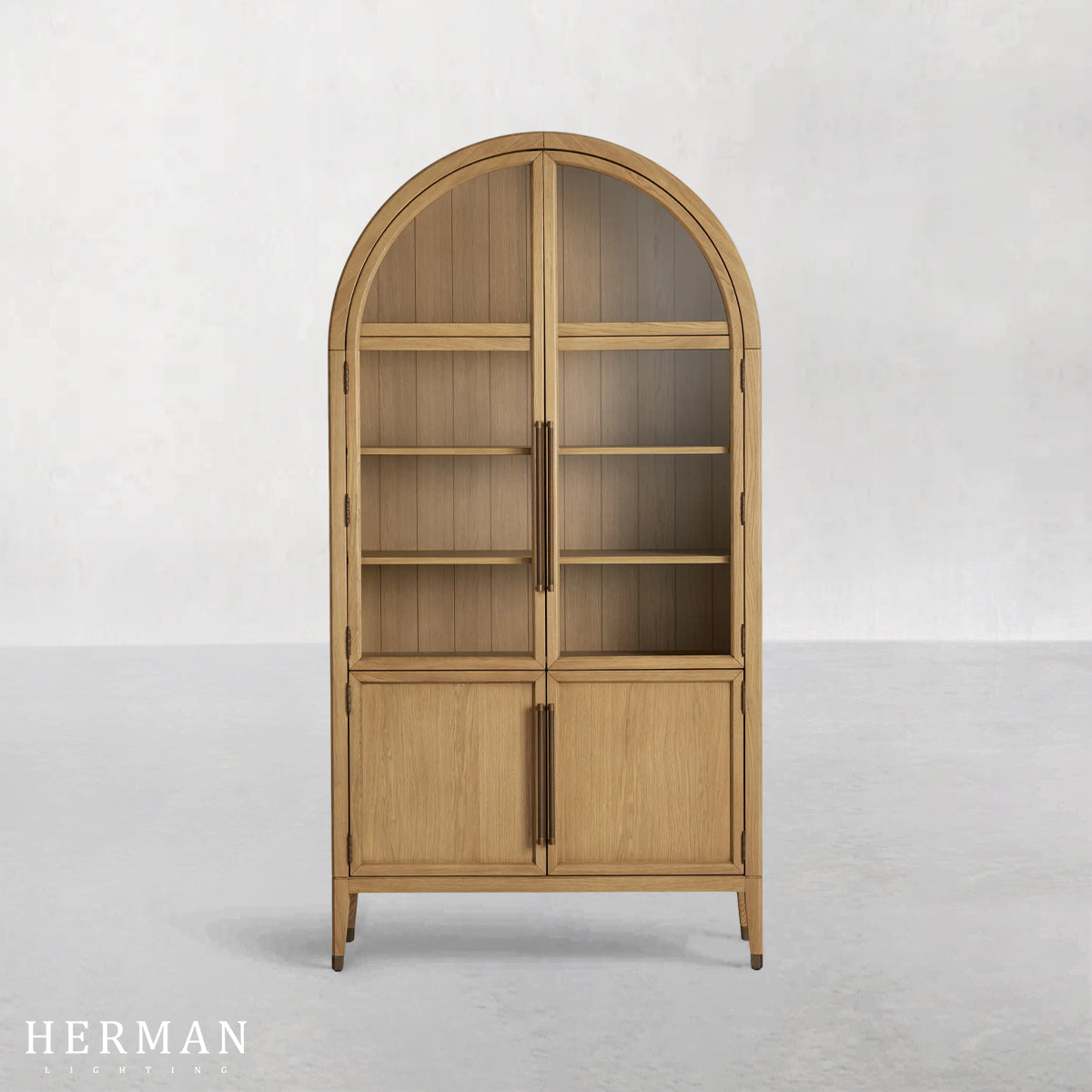 Hattie Glass Accent Cabinet in Oak 36"W 46"W