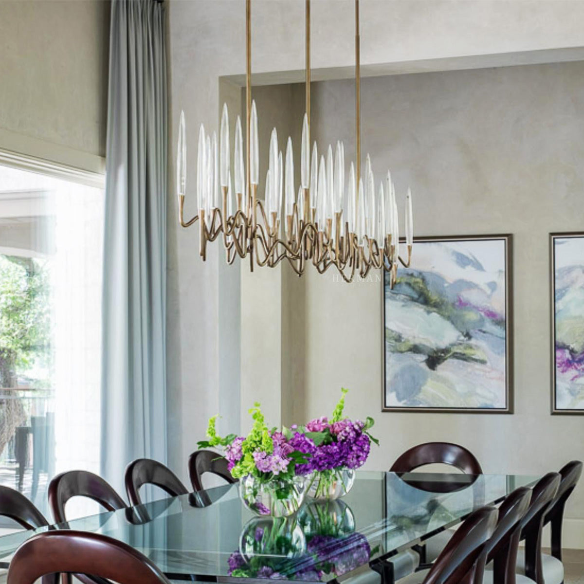 Pezzo Crystal Long Chandelier L78'' 59''  40''