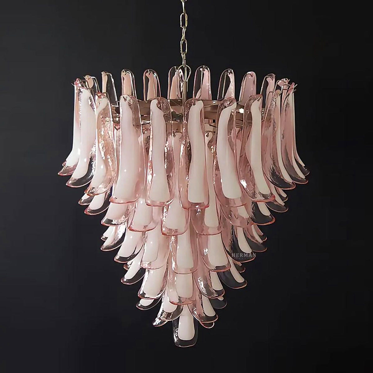 Murano Chandelier – 52 petals – Pink
