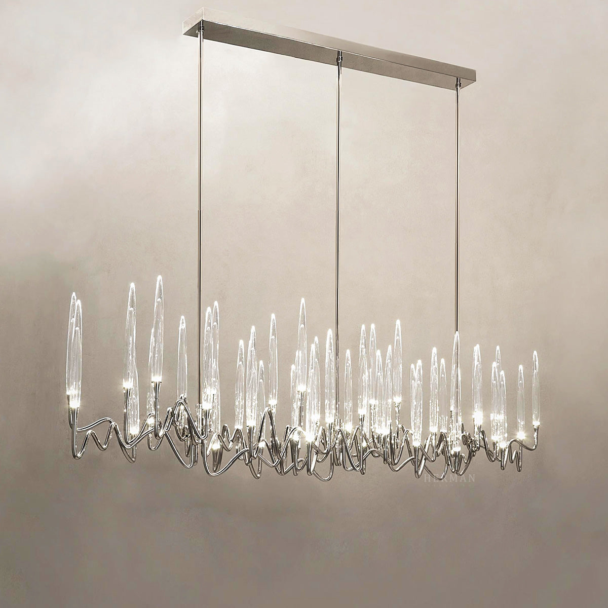 Custom Size Pezzo Crystal Long Chandelier L70''