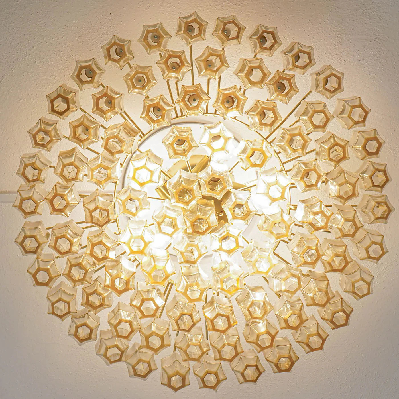 Prismatico 91 Elements Amber Compact Glass Chandelier 25"