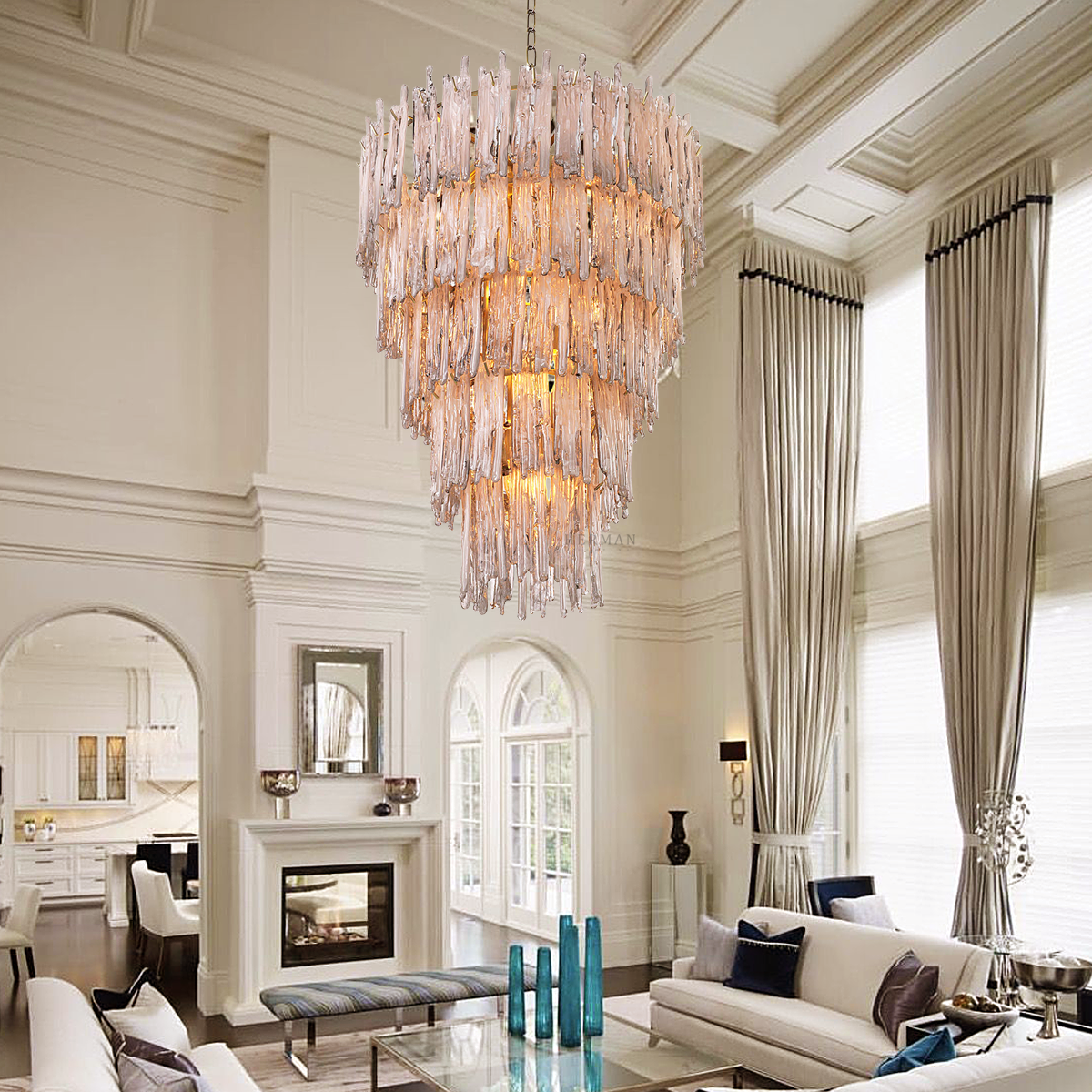 Saint Roch Modern Glass Chandelier [S/L] - [Brass & Glass]