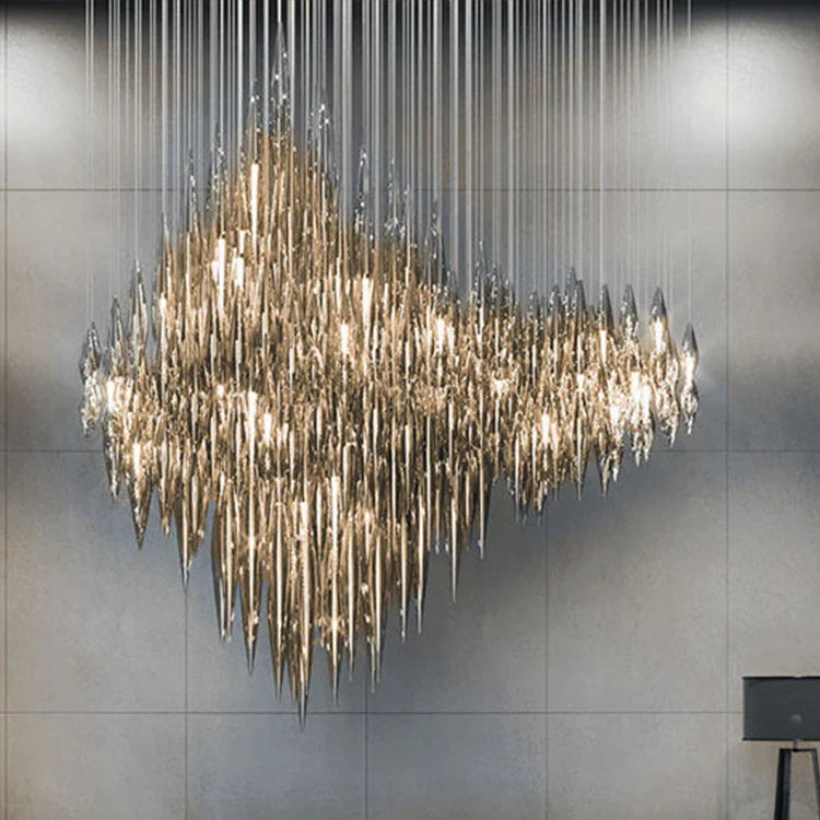 Modern Style Indoor Decoration Large Project Hotel Lobby Villa Staircase Glass Chandelier Lighting