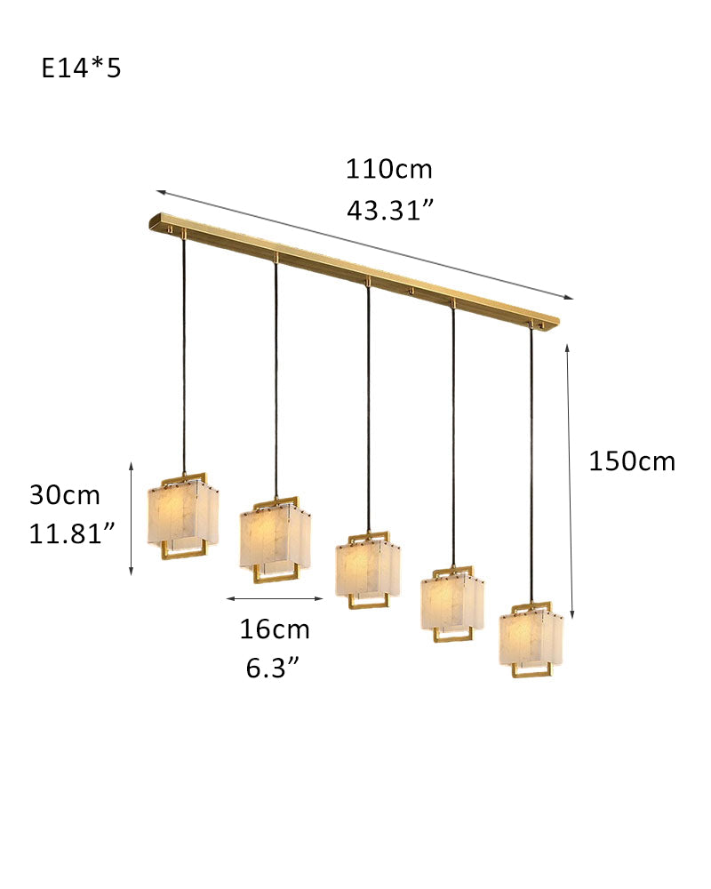 Elegant Cluster Alabaster Dome Suspension Light Lacquered Burnished Brass for hallway