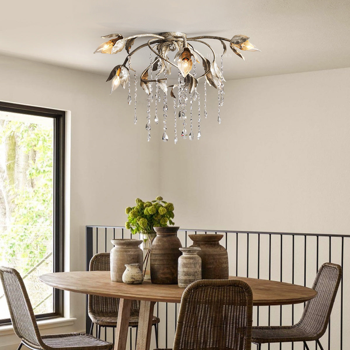 Gothic Viticci Flushmount 23.5" 32"-Silver