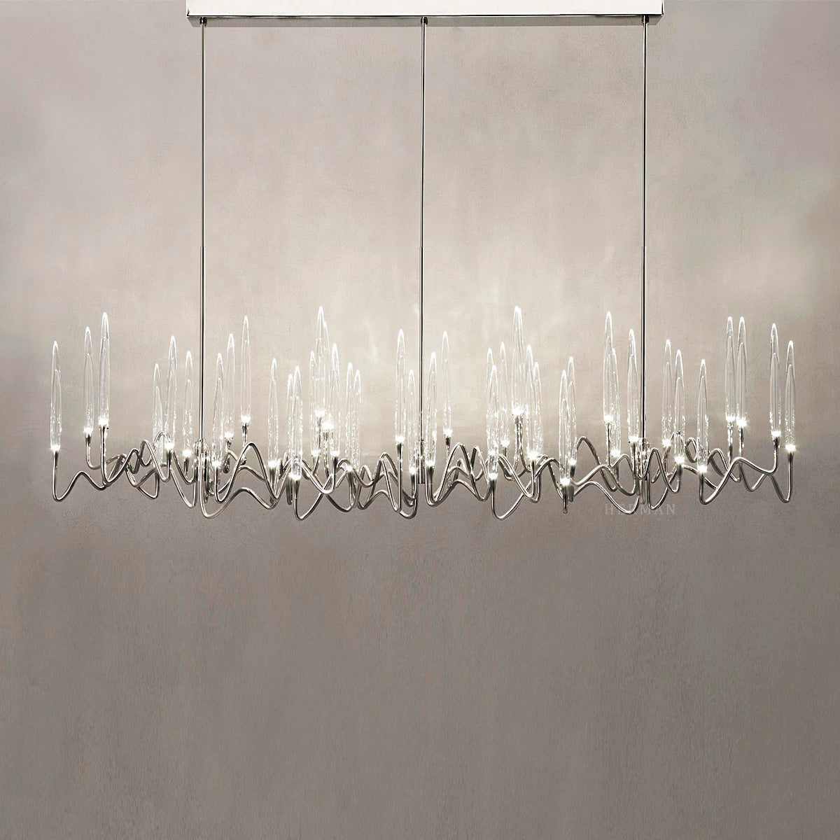 Custom Size Pezzo Crystal Long Chandelier L70''