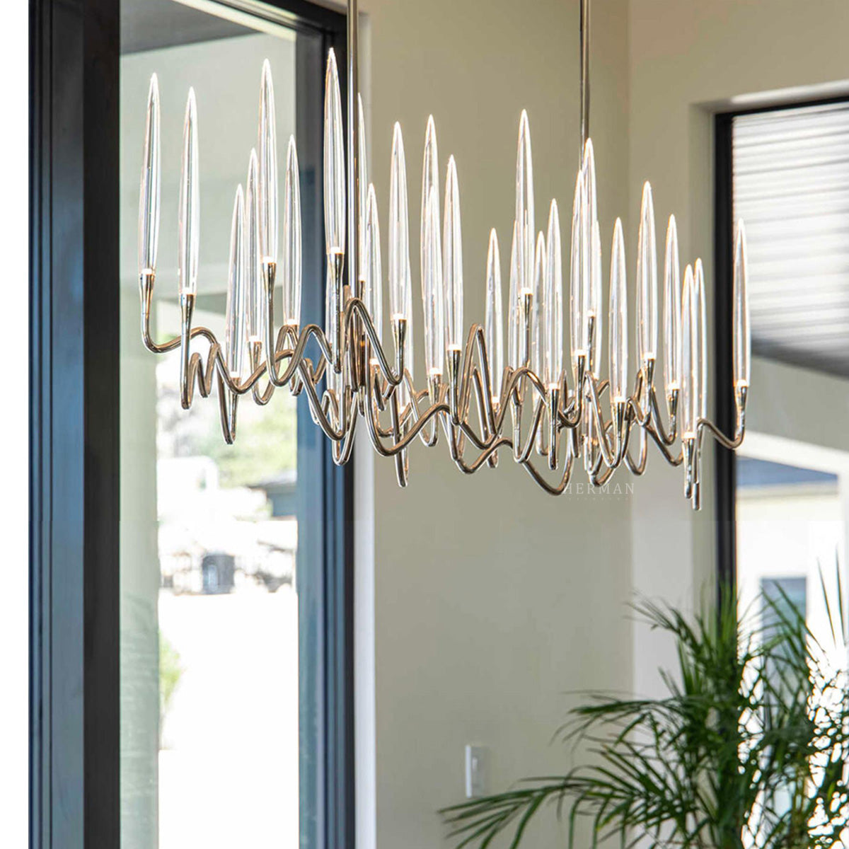 Pezzo Crystal Long Chandelier L78'' 59''  40''