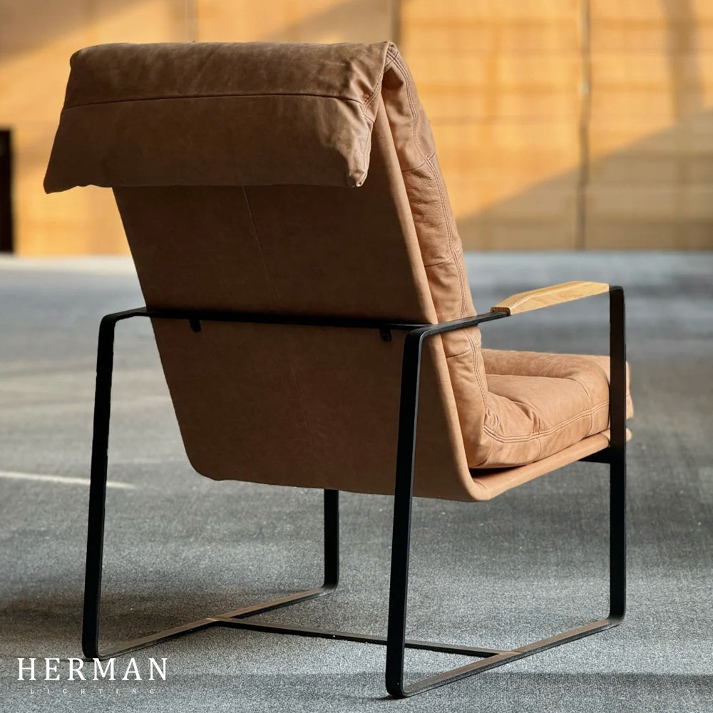 Art Leon Genuine Leather Accent Chair