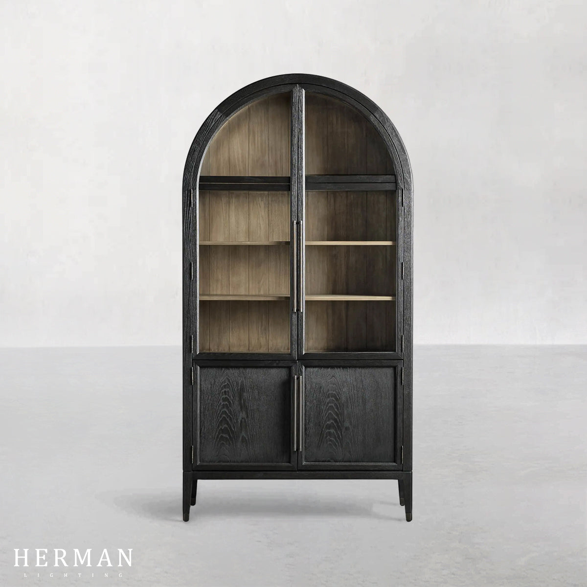 Hattie Glass Accent Cabinet in Oak 36"W 46"W