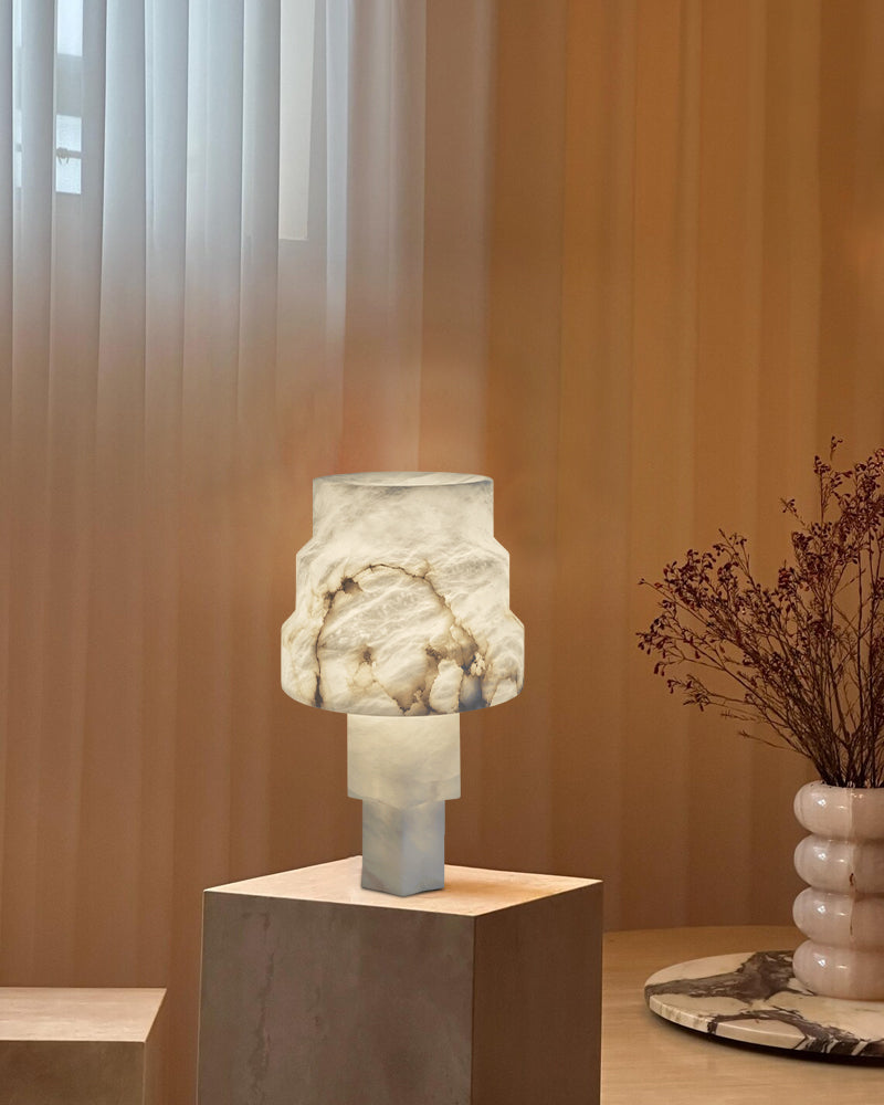3 Ways Switch Dimmable Conial Alabaster Table Lamp 12in for bedroom