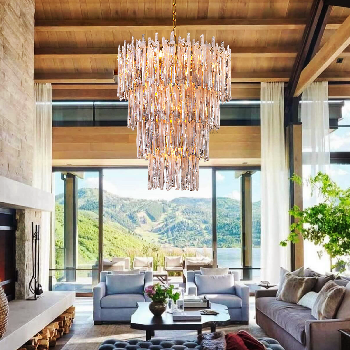 Saint Roch Modern Glass Chandelier [S/L] - [Brass & Glass]