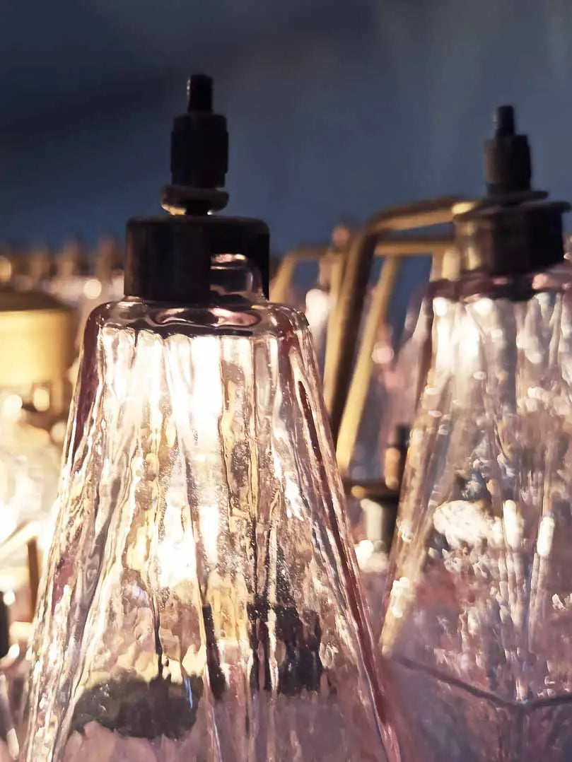 Murano Chandelier – Poliedri – 84 glasses – Pink