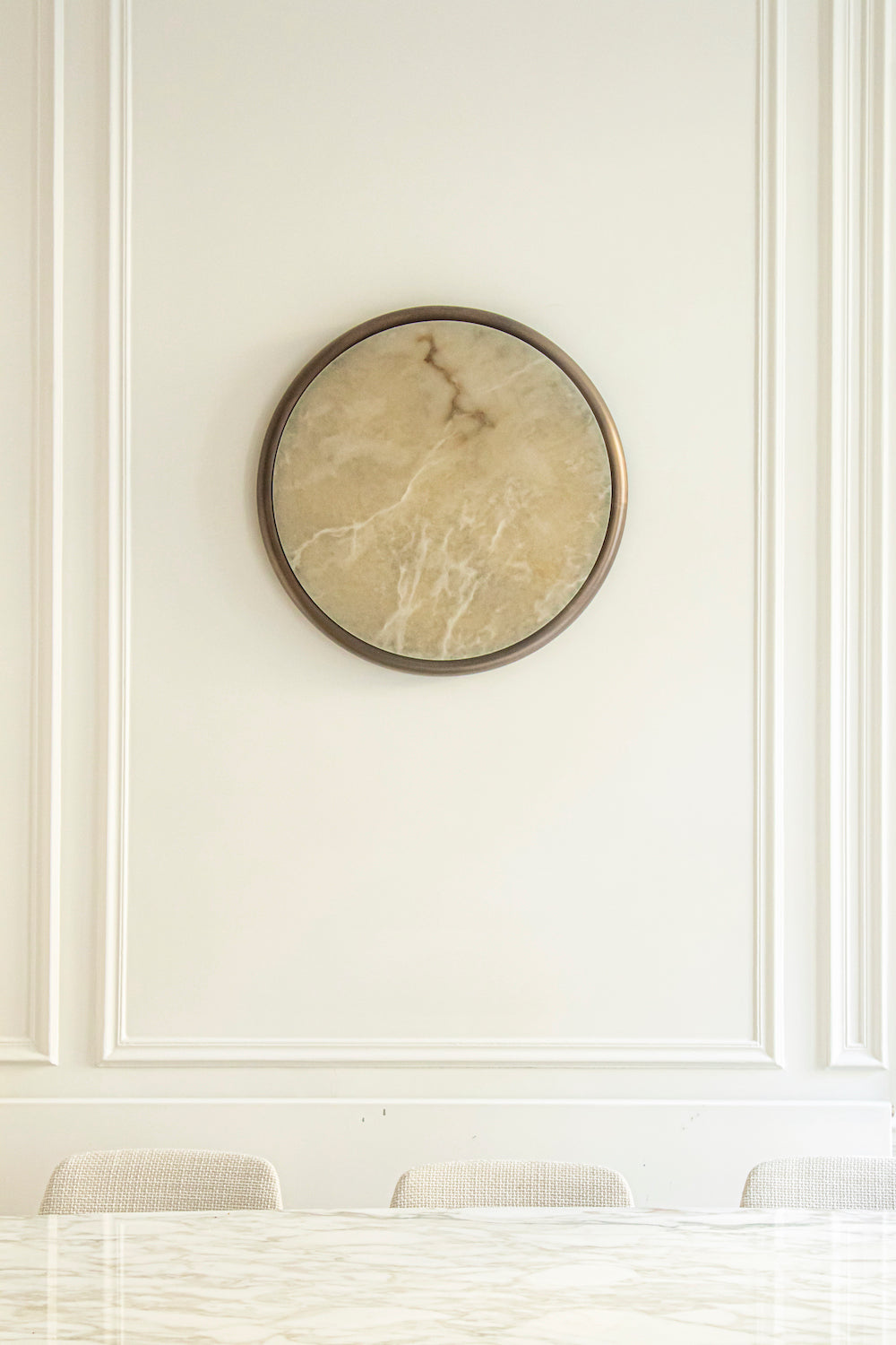 Moon alabaster wall sconce