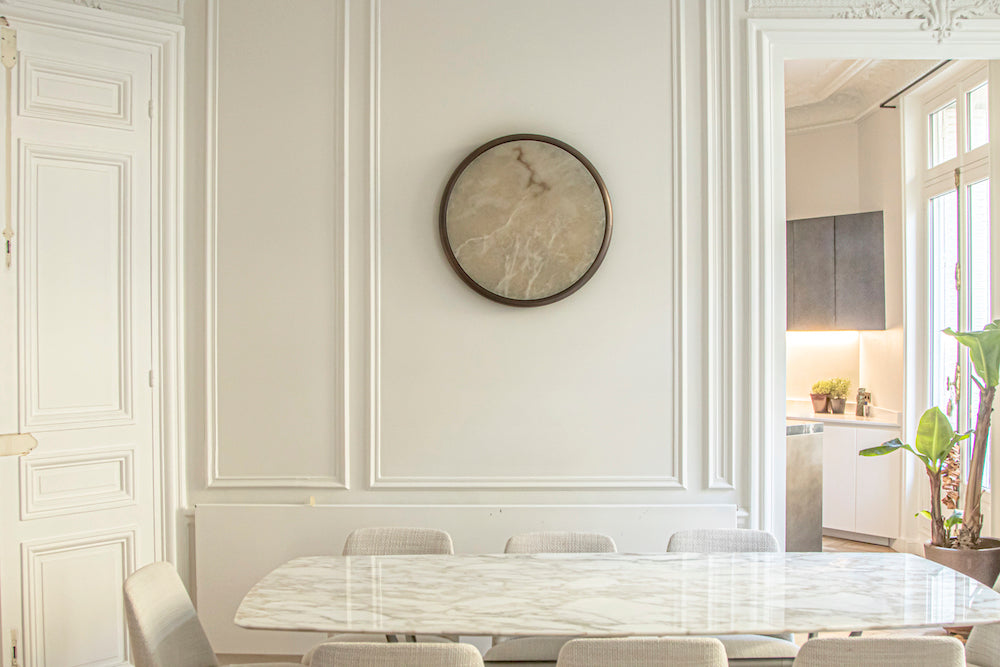 Moon alabaster wall sconce