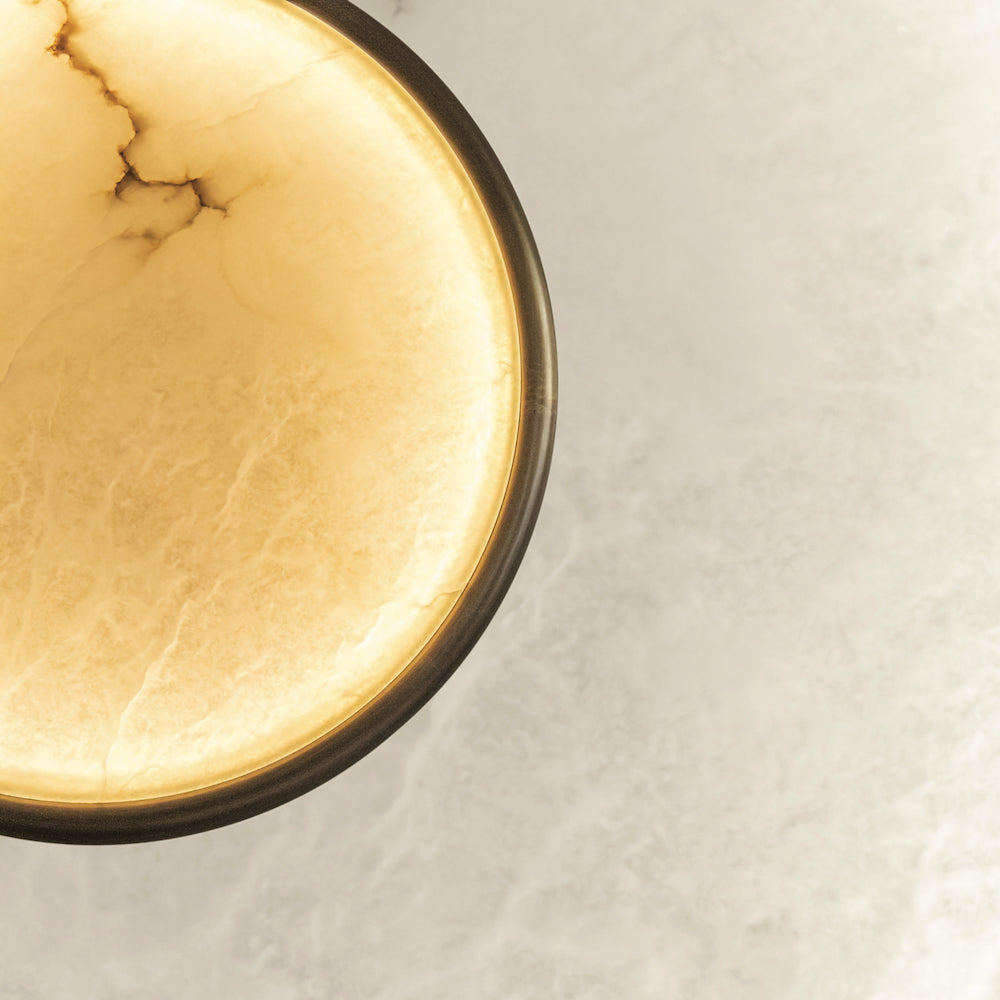 Moon alabaster wall sconce