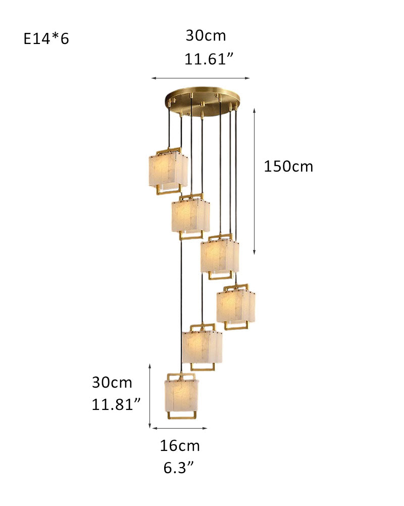 Elegant Cluster Alabaster Dome Suspension Light Lacquered Burnished Brass for hallway