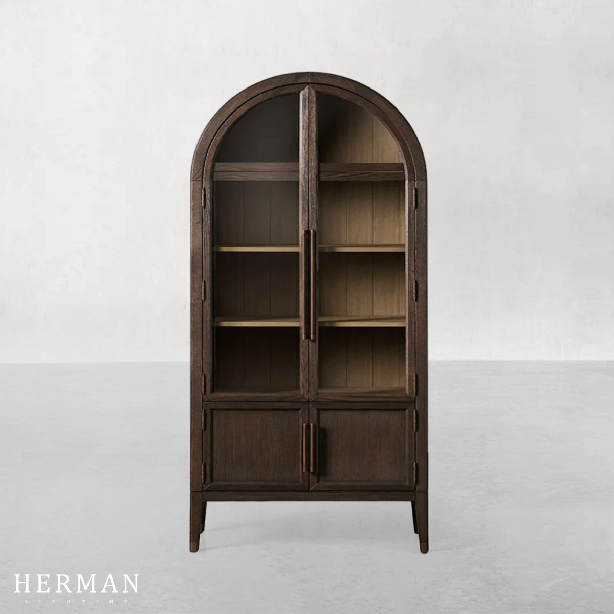 Hattie Glass Accent Cabinet in Oak 36"W 46"W