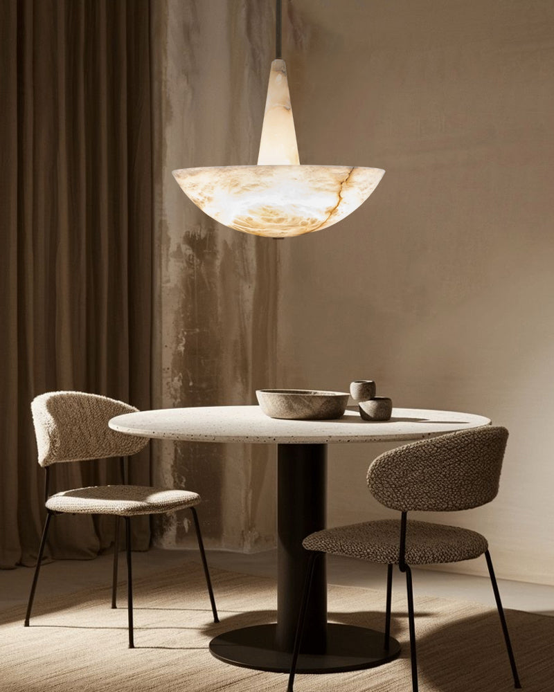 Domus Alabaster Round Bowl Ceiling Pendant Light 20in 28in