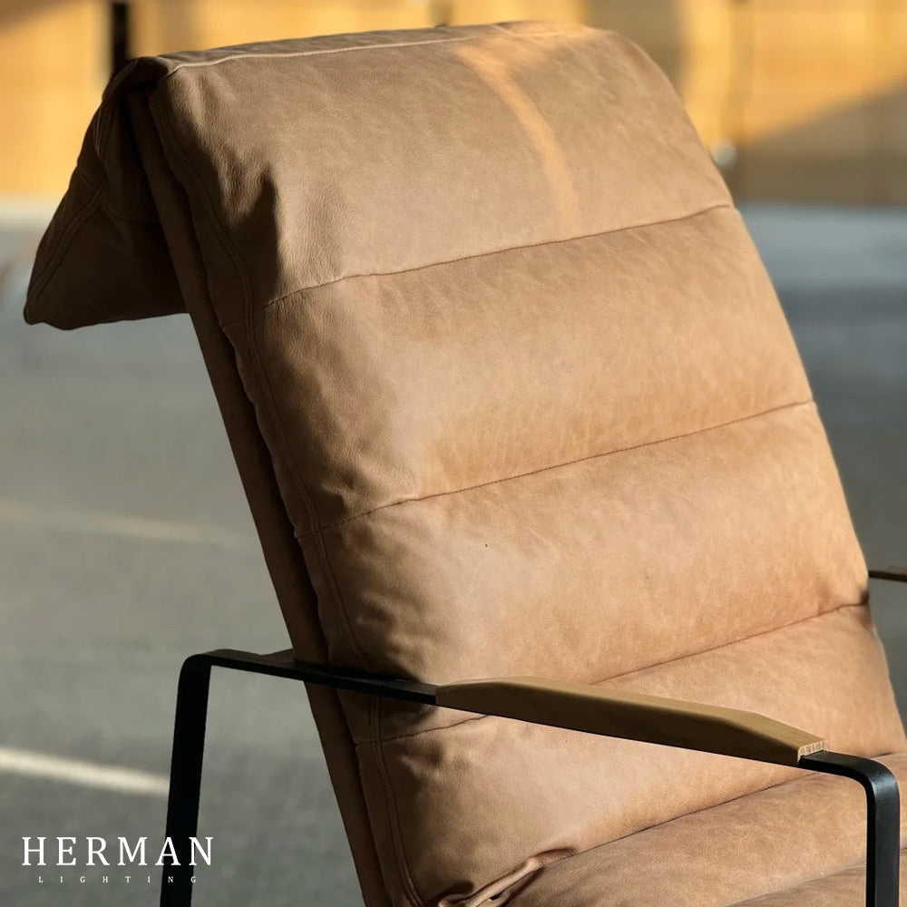 Art Leon Genuine Leather Accent Chair