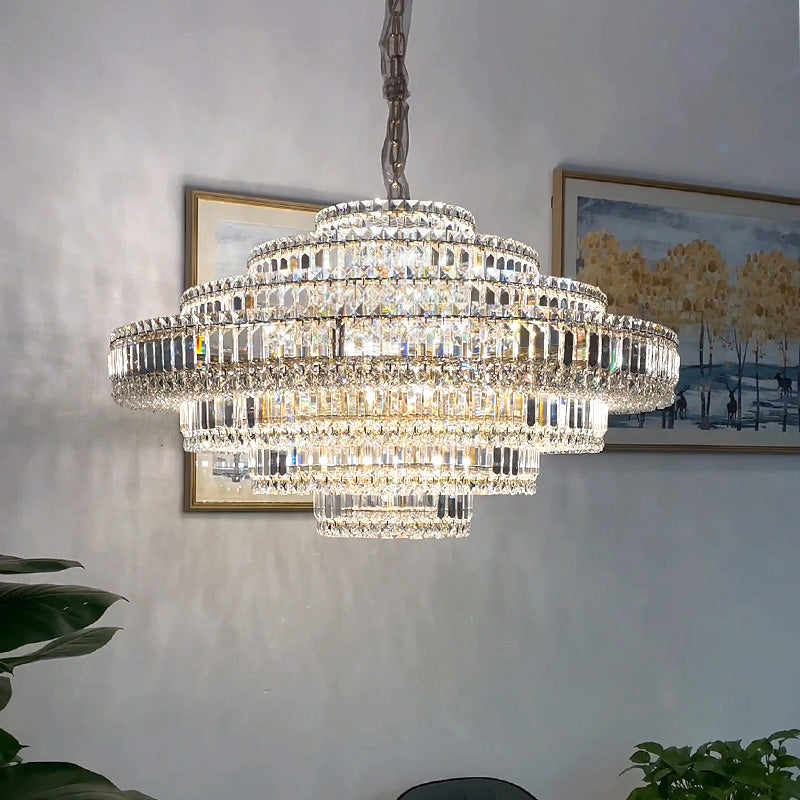 Luxury Cake Shape Living Room Crystal Chandelier