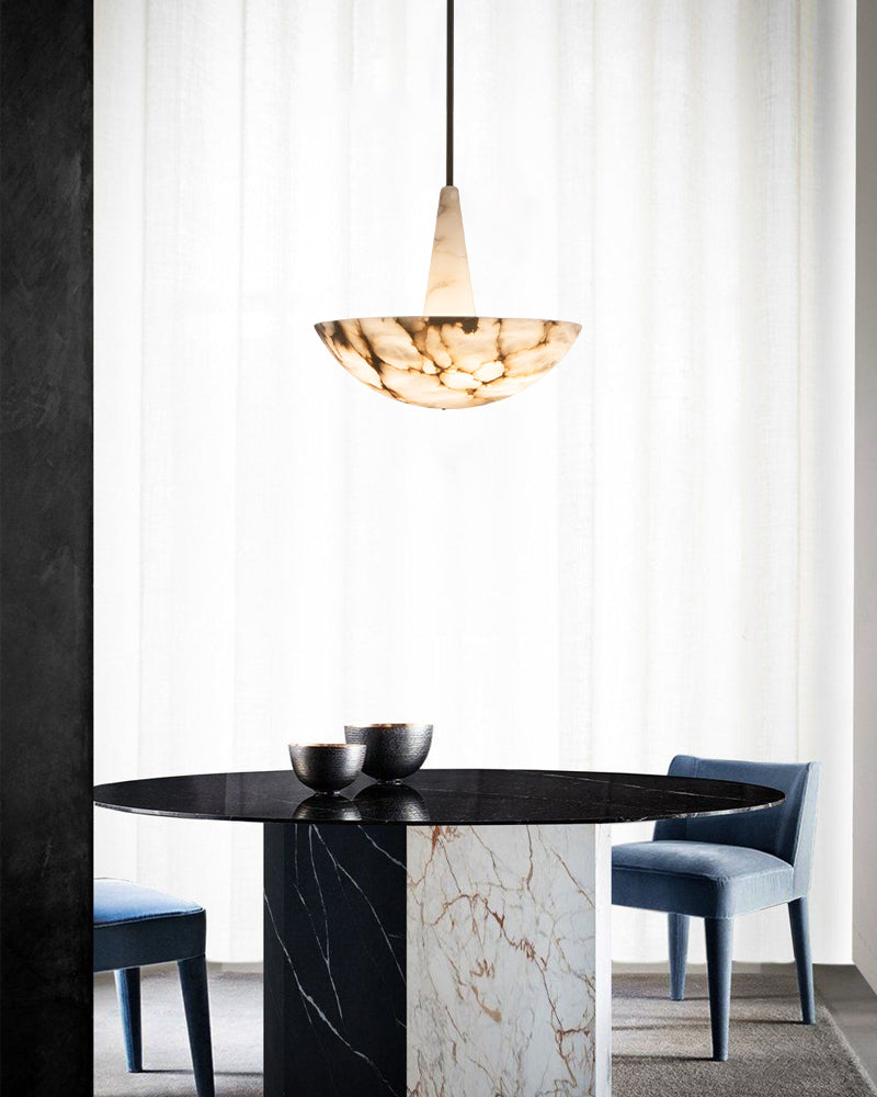 Domus Alabaster Round Bowl Ceiling Pendant Light 20in 28in