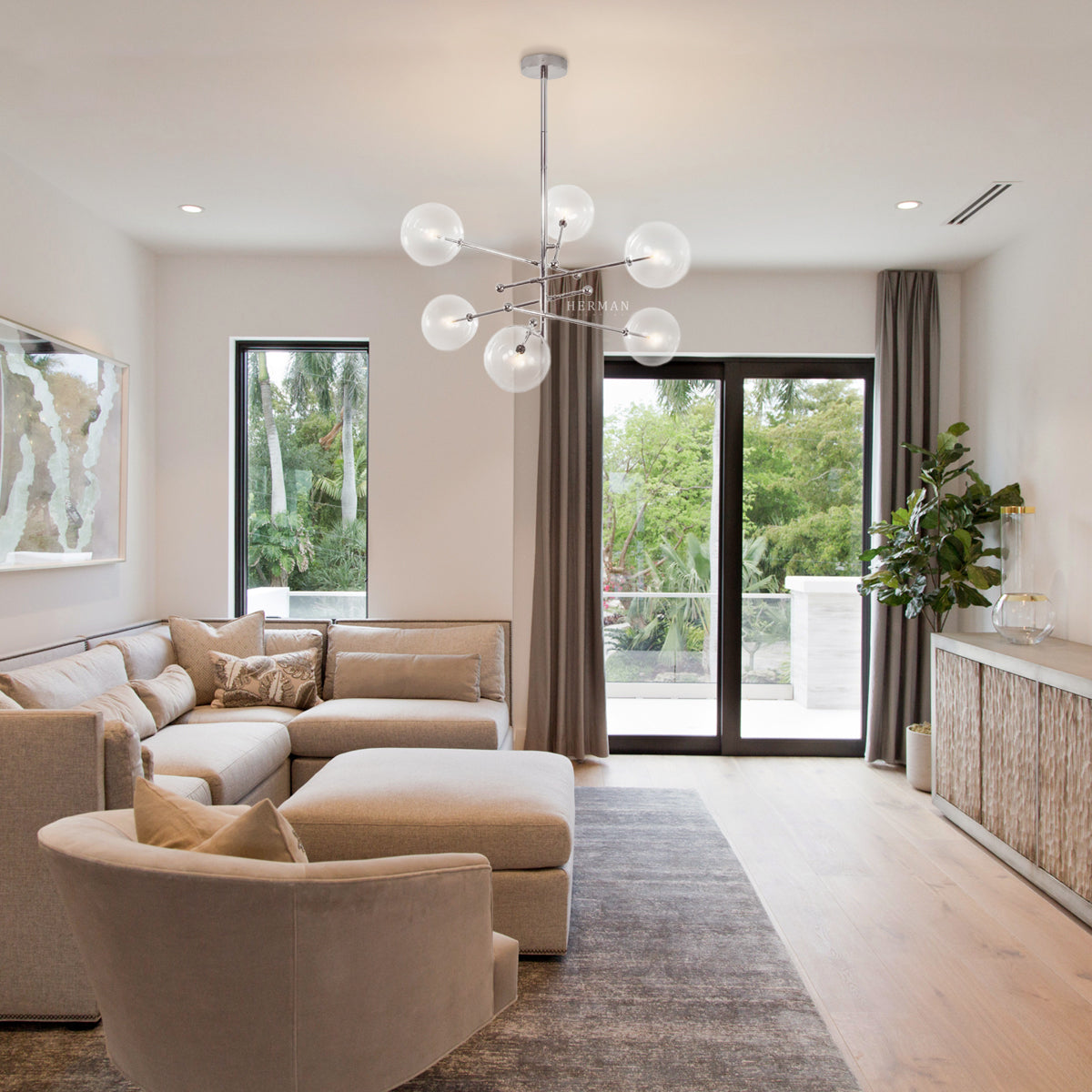 RD15 6 - Light Modern Brass Chandelier - Schwung