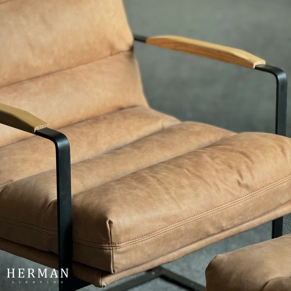 Art Leon Genuine Leather Accent Chair