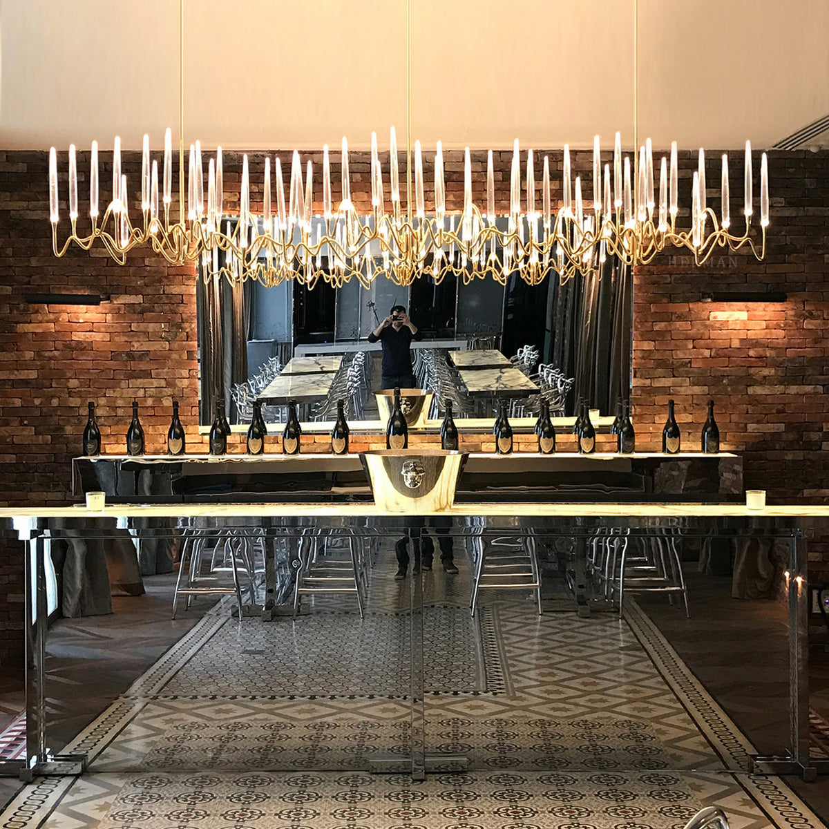 Custom Size Pezzo Crystal Long Chandelier L70''