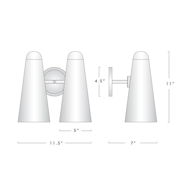 Ola White Ceram Double Shade Wall Sconce