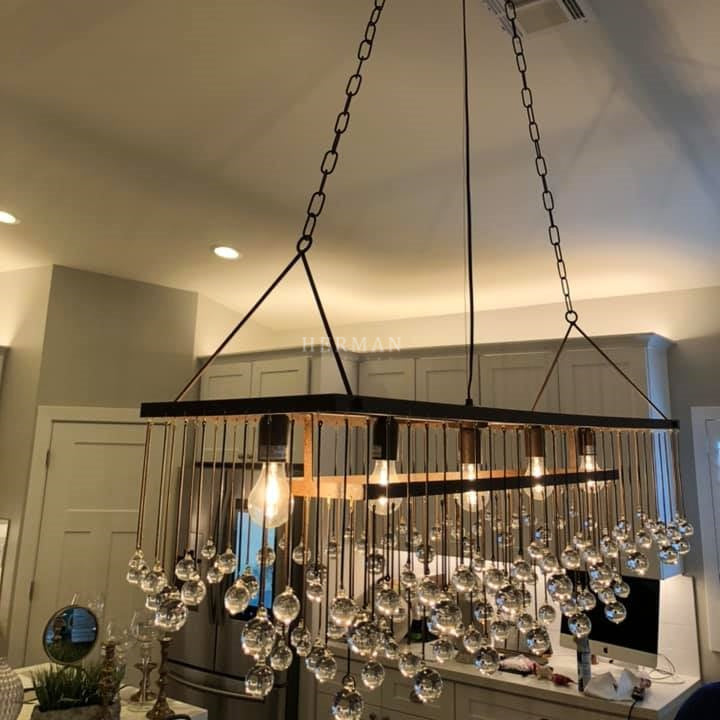 Aubrey Crystal Ball  Rectangular Chandelier 47'' 60''