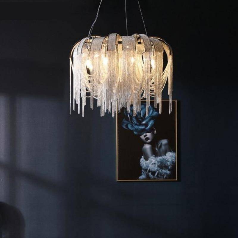 Cadena Aluminum Chain Tassel Chandelier