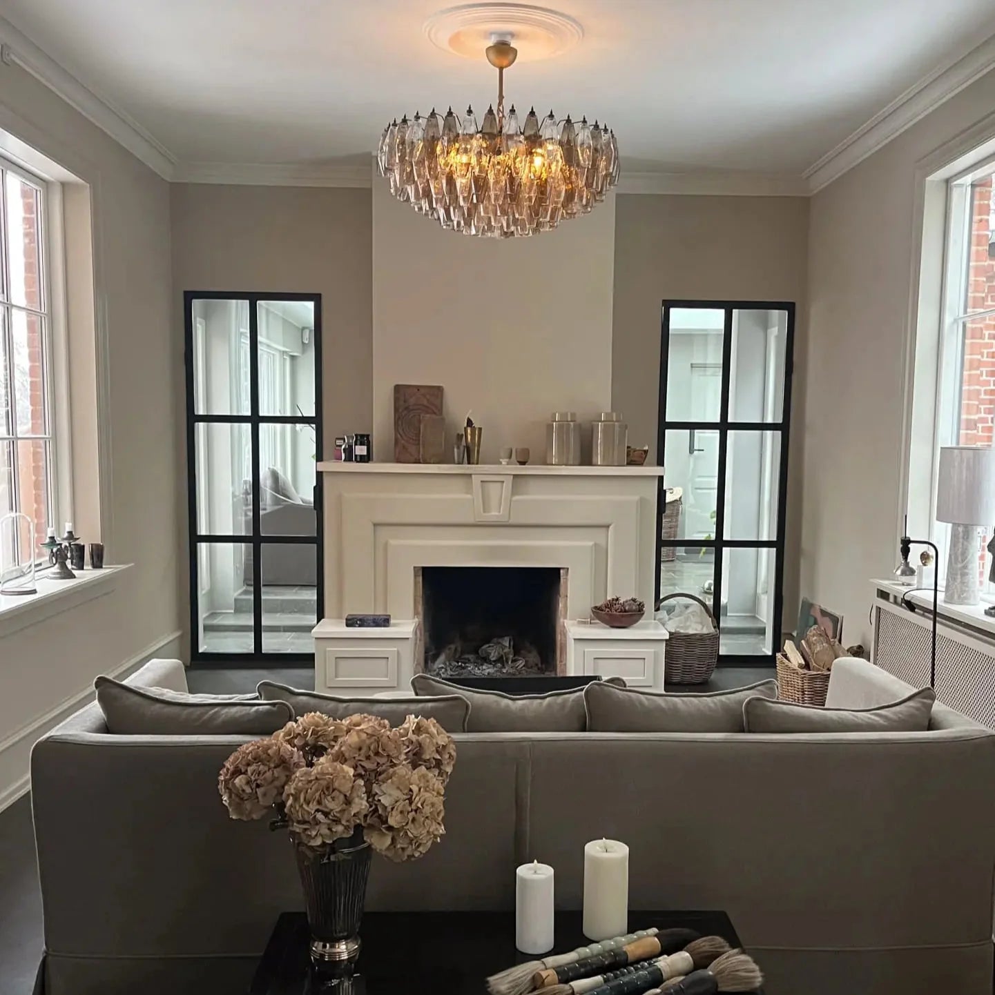 Murano Chandelier – Poliedri – 185 glass – Smoked/Transparent