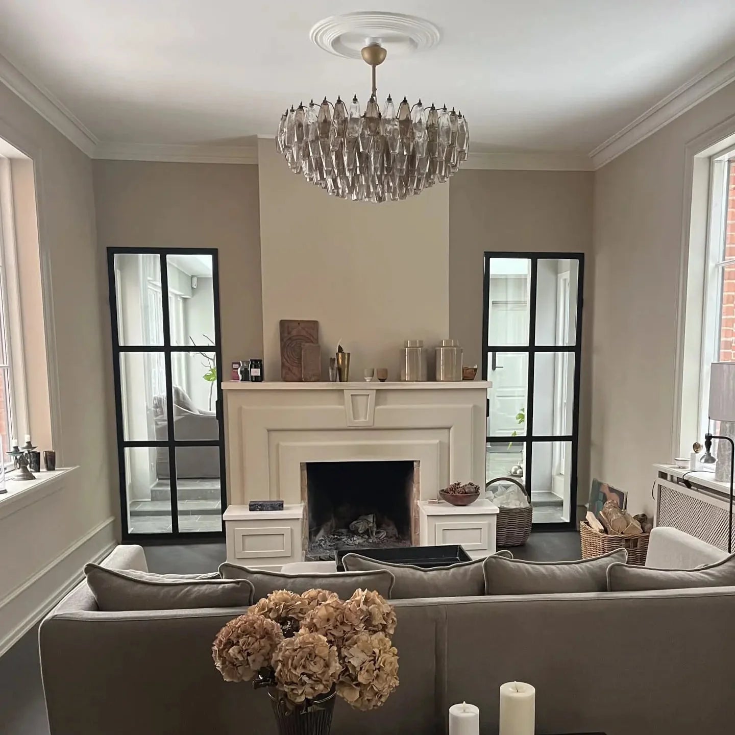 Murano Chandelier – Poliedri – 185 glass – Smoked/Transparent