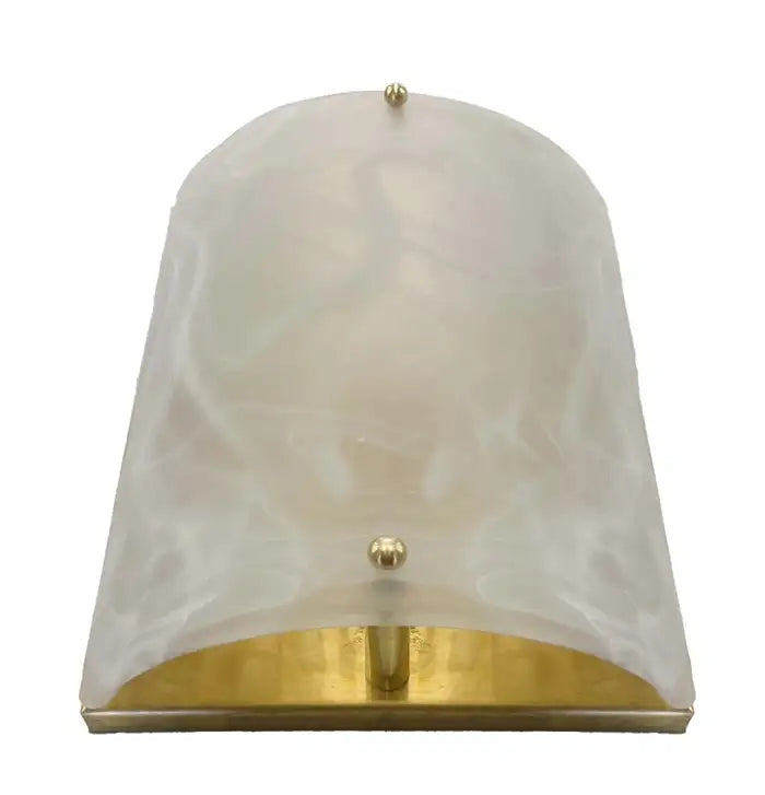Bespoke Italian Alabaster White Murano Glass Brass Round Chandelier / Flushmount