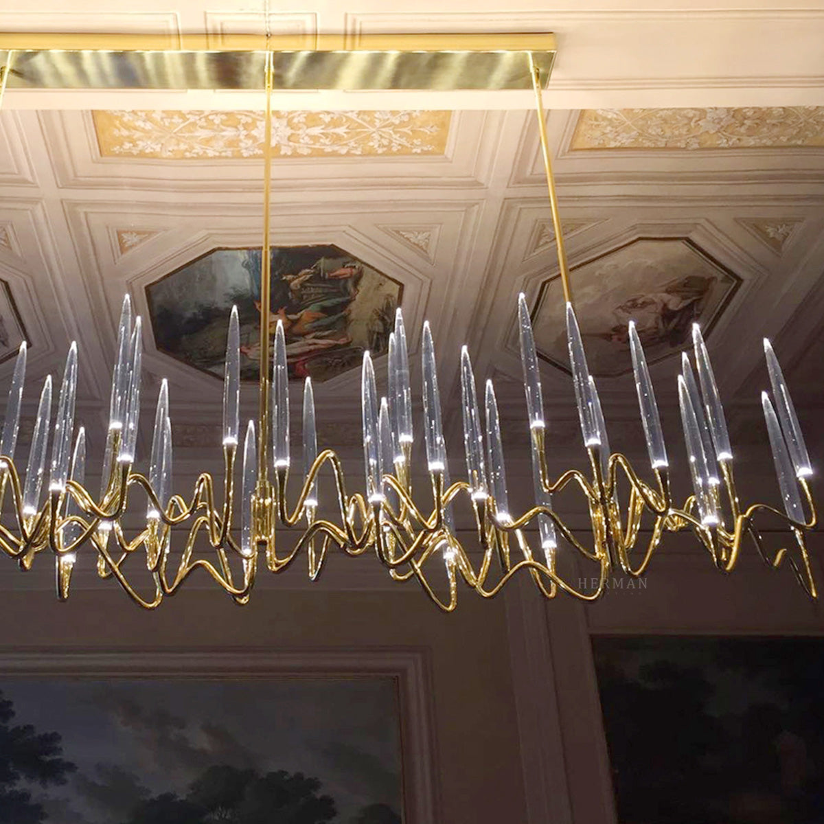 Custom Size Pezzo Crystal Long Chandelier L70''