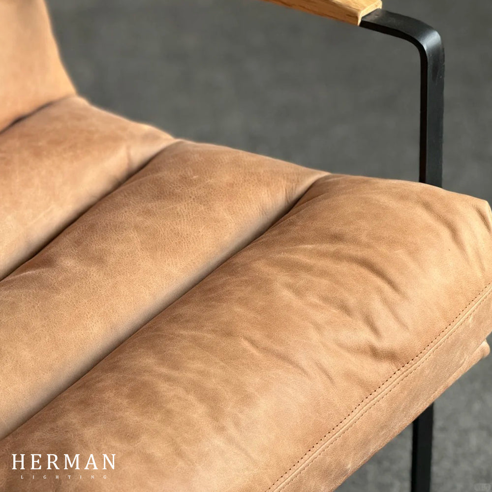 Art Leon Genuine Leather Accent Chair