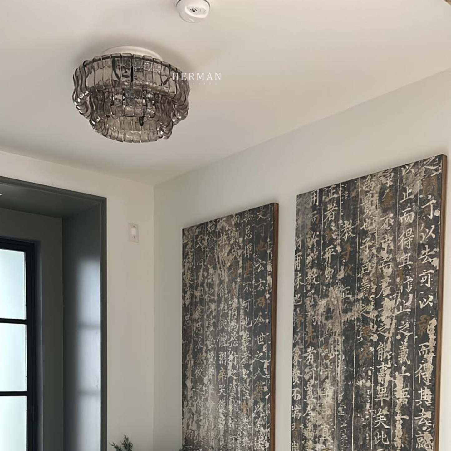 Amor 2-Tier Glass Ghiaccio Round Flushmount 18"