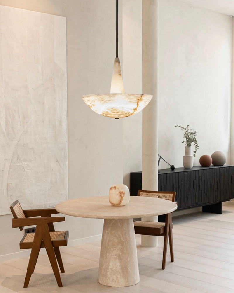 Domus Alabaster Round Bowl Ceiling Pendant Light 20in 28in