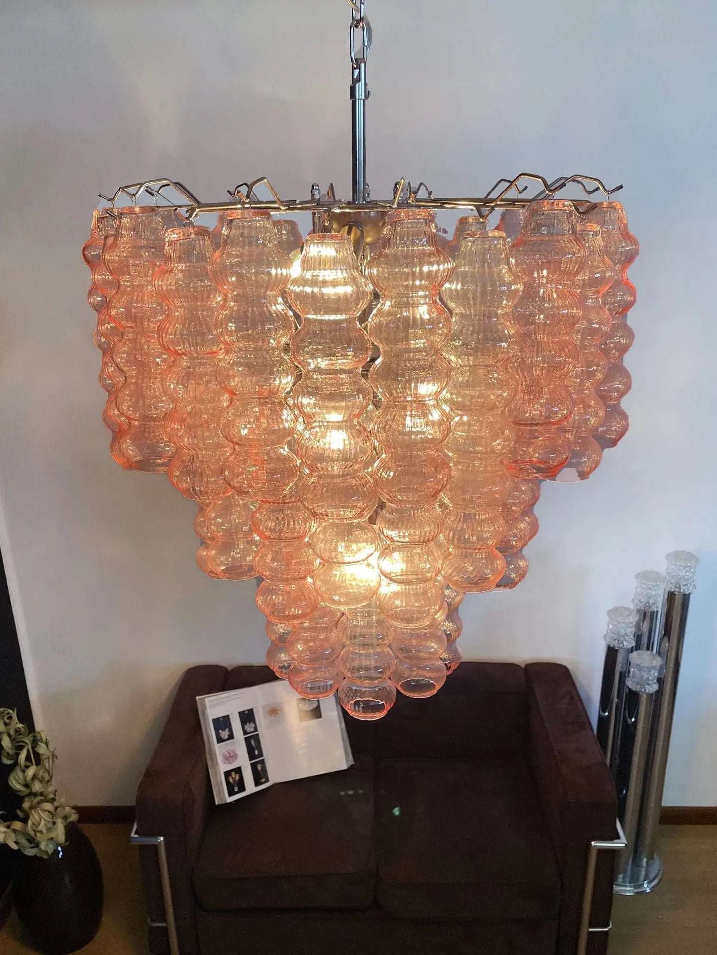 Murano Chandelier – Curva – Rosa – 48 tubes