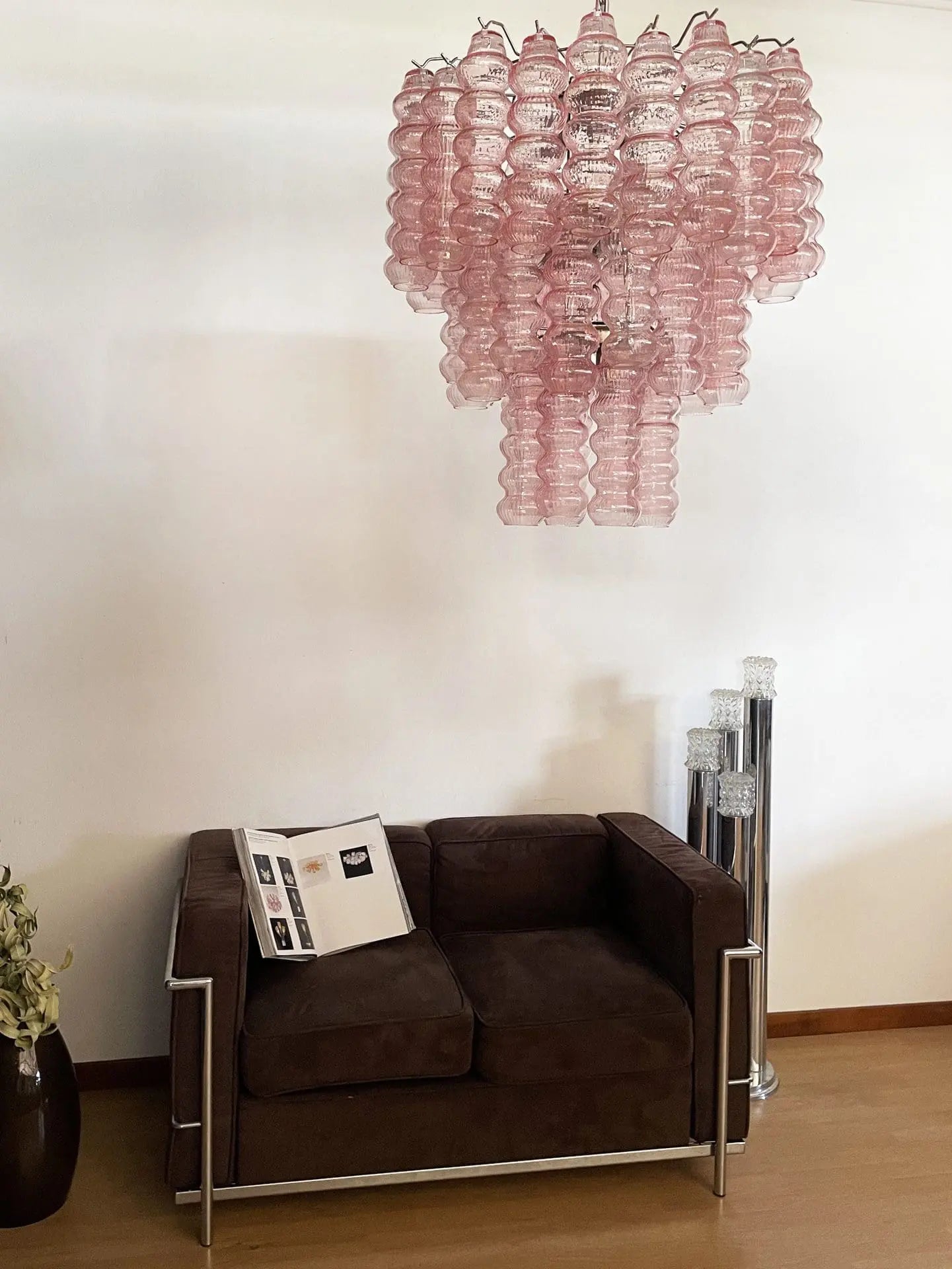 Murano Chandelier – Curva – Rosa – 48 tubes