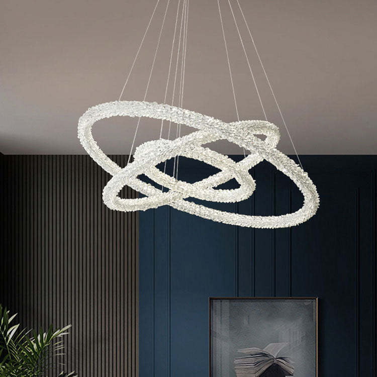 Halo Modern Clear Crystal Ring Chandelier
