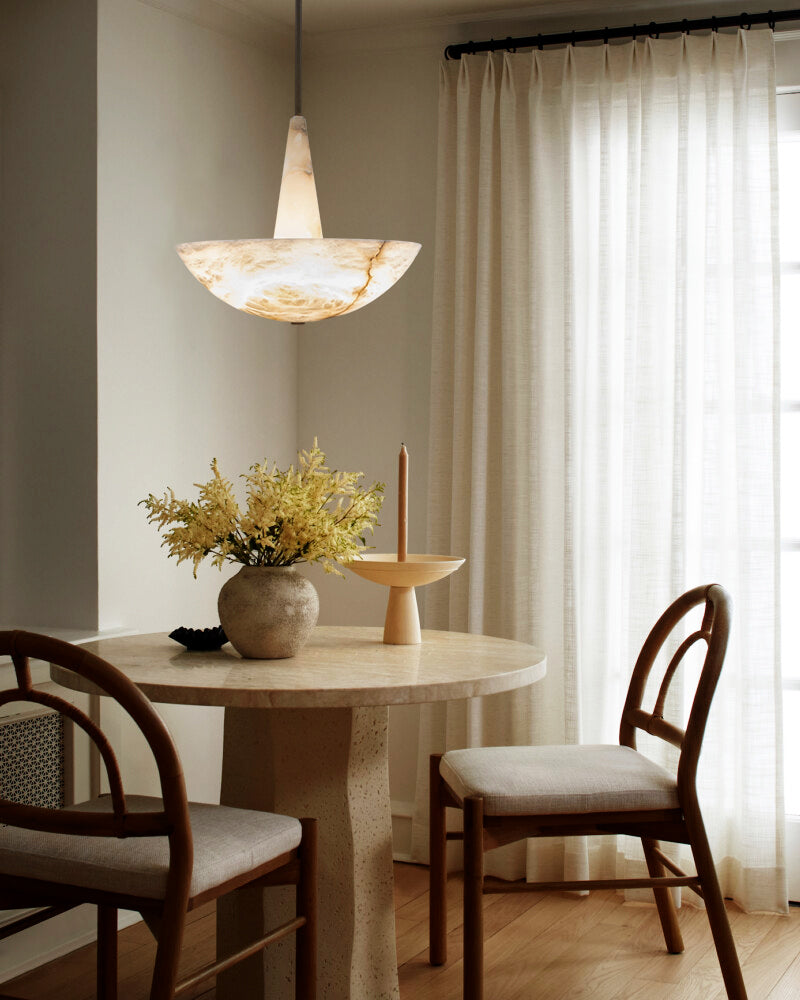 Domus Alabaster Round Bowl Ceiling Pendant Light 20in 28in