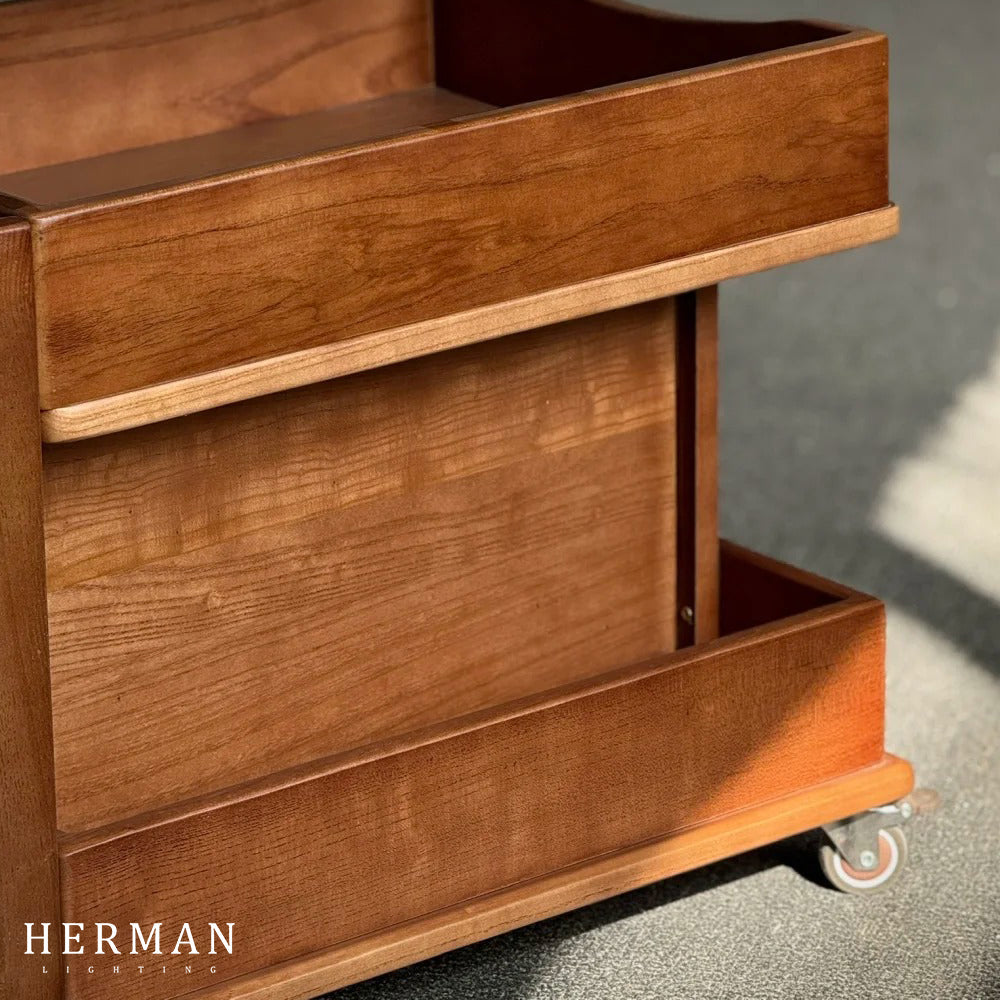 Nedure Solid Wood Side Table Trolley