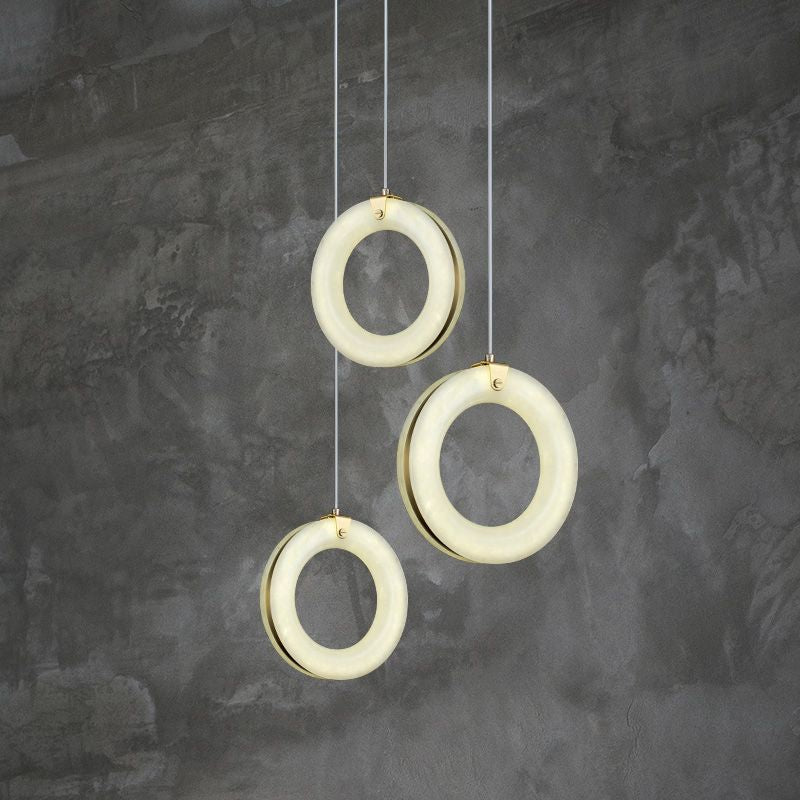 Alabaster Toroid Staircase Chandelier