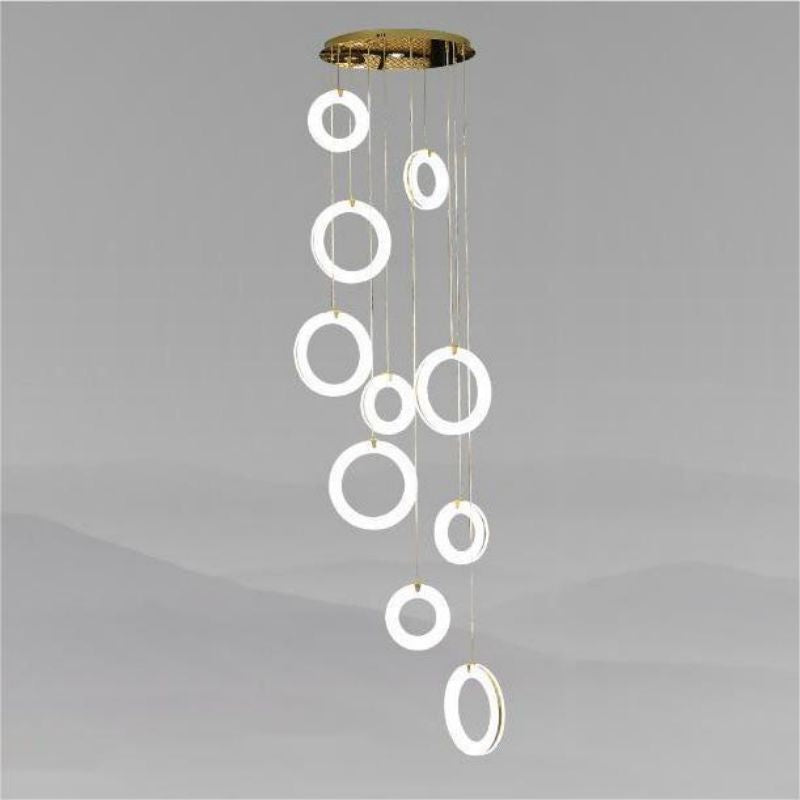 Alabaster Toroid Staircase Chandelier