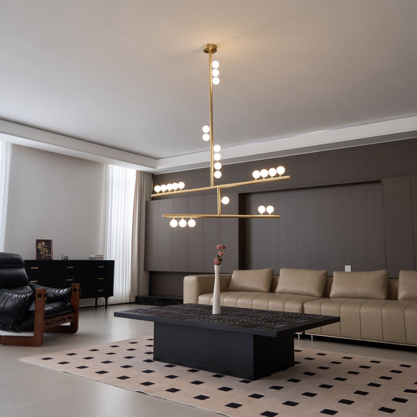 Brass Glass Drop Chandelier