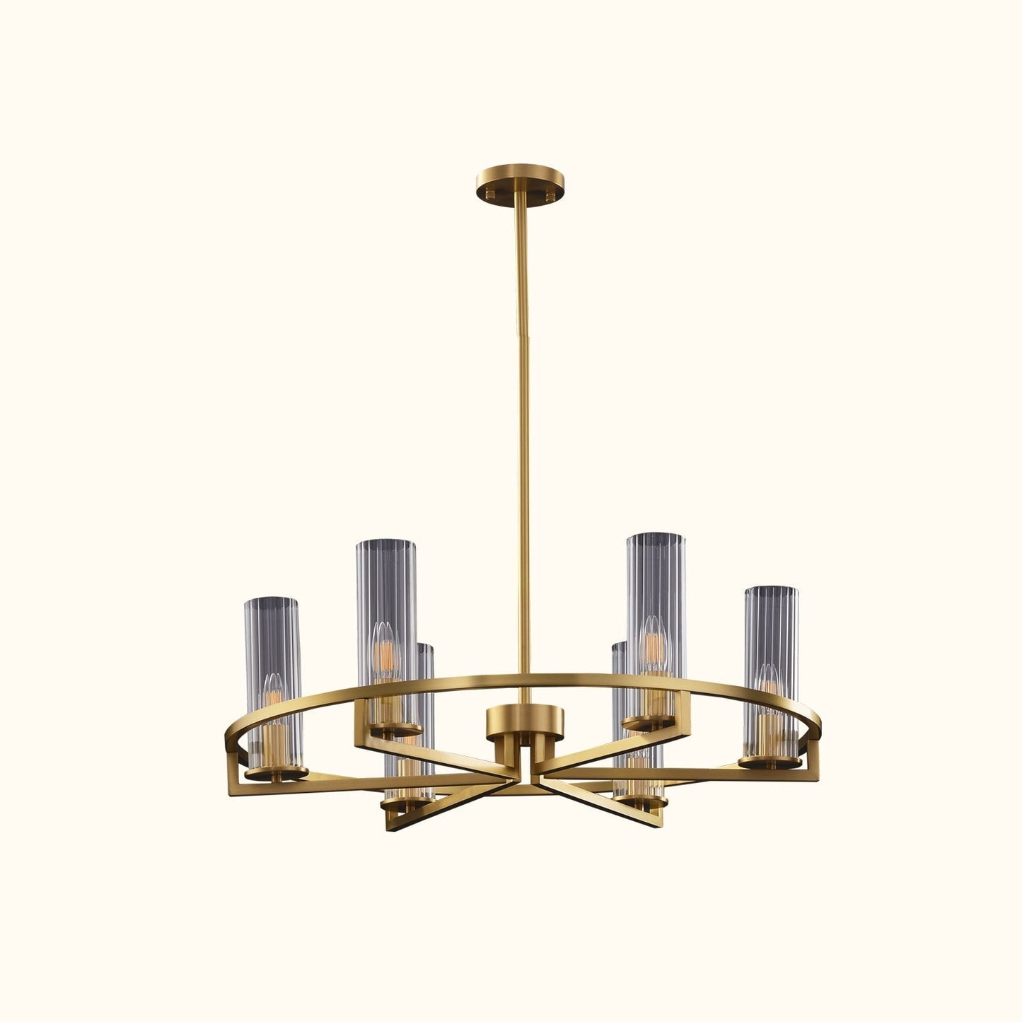 Cylindrical Aged Brass Chandelier