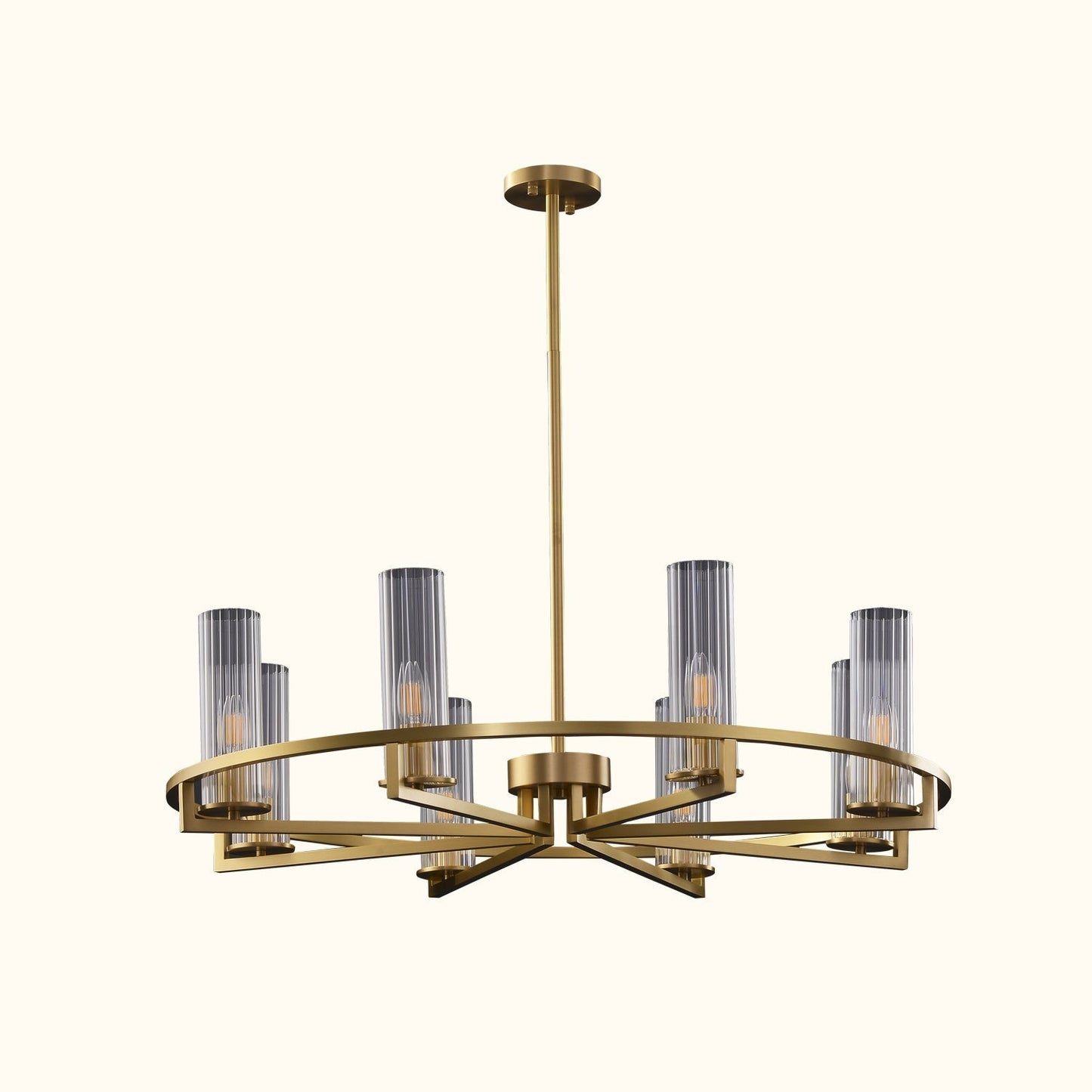 Cylindrical Aged Brass Chandelier