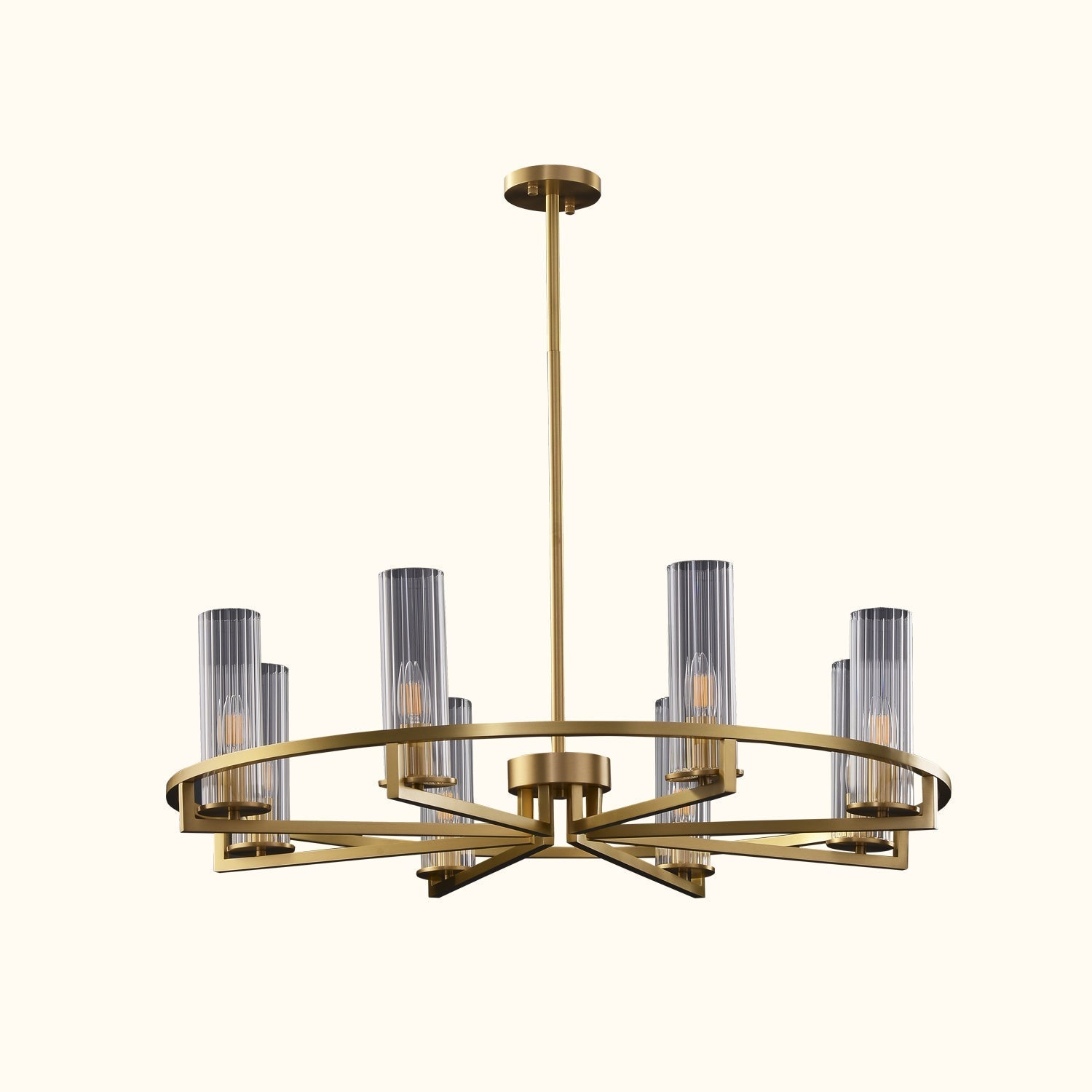 Cylindrical Aged Brass Chandelier